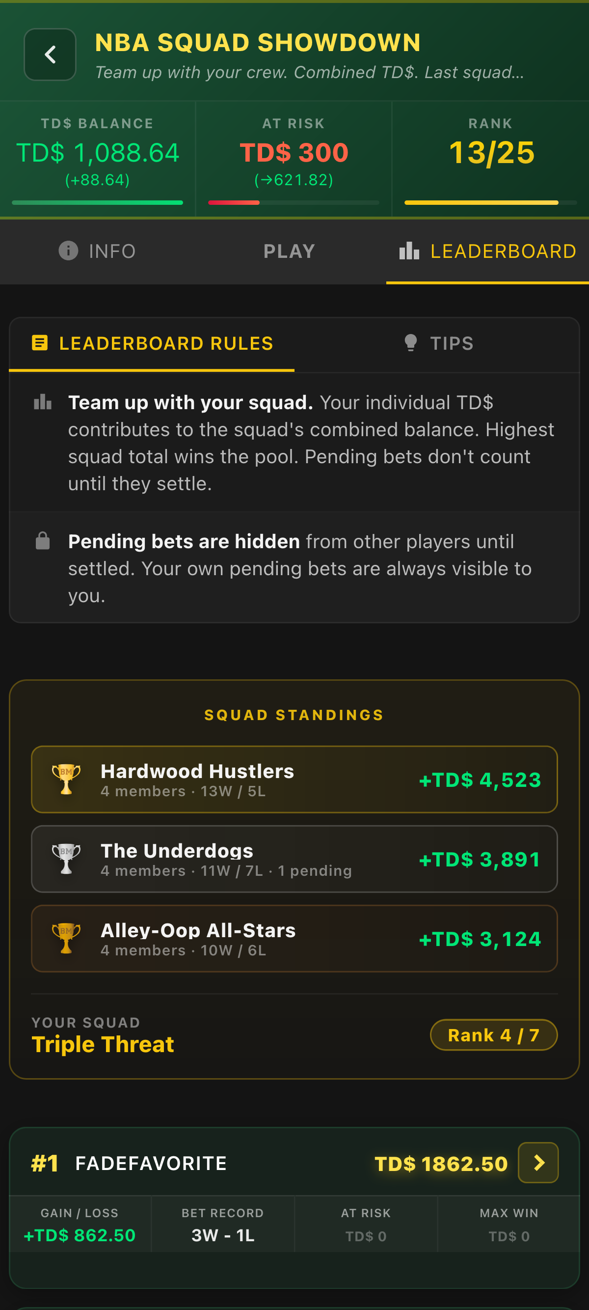 Bet Max Squads game mode screen
