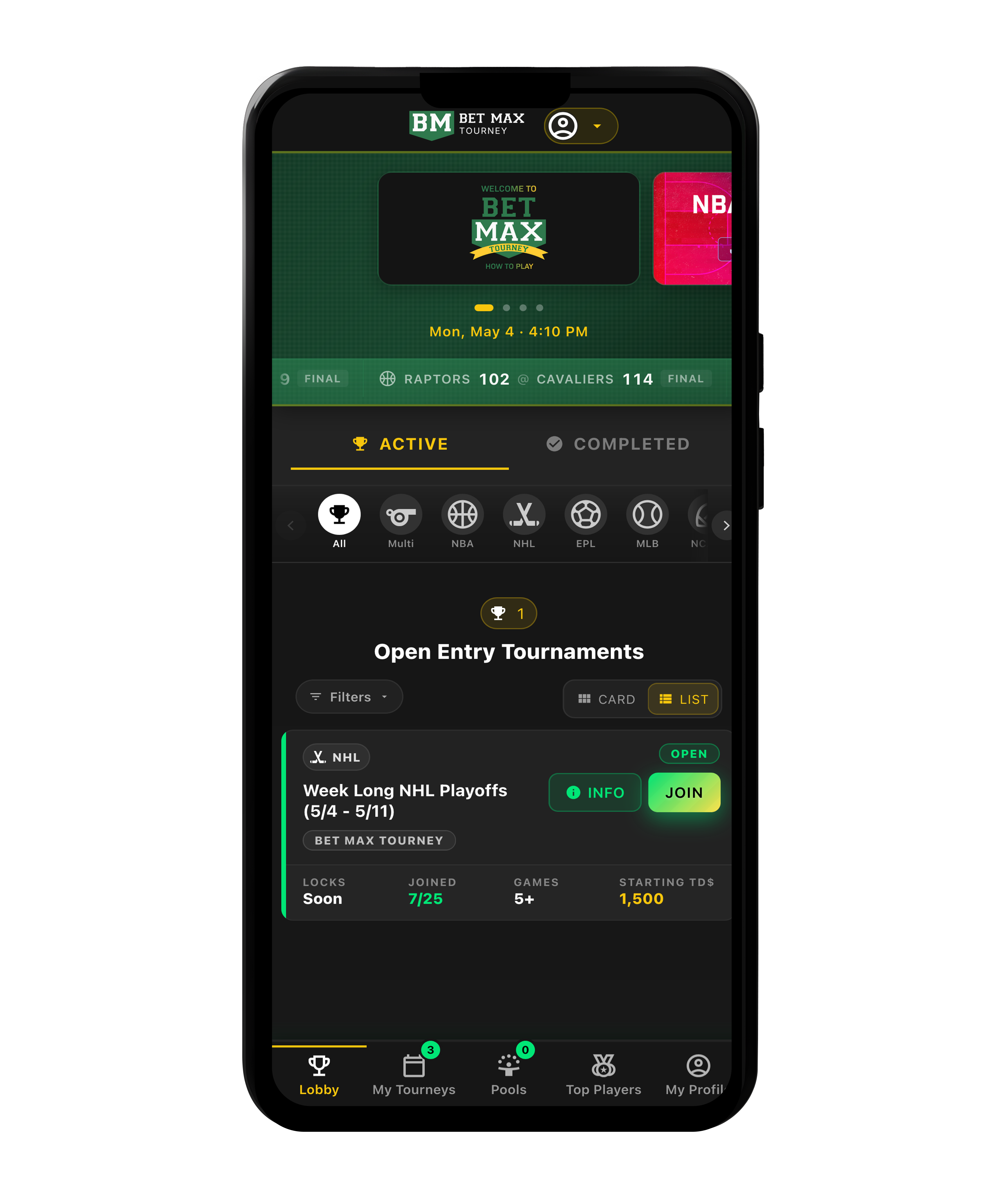 Bet Max Tourney app