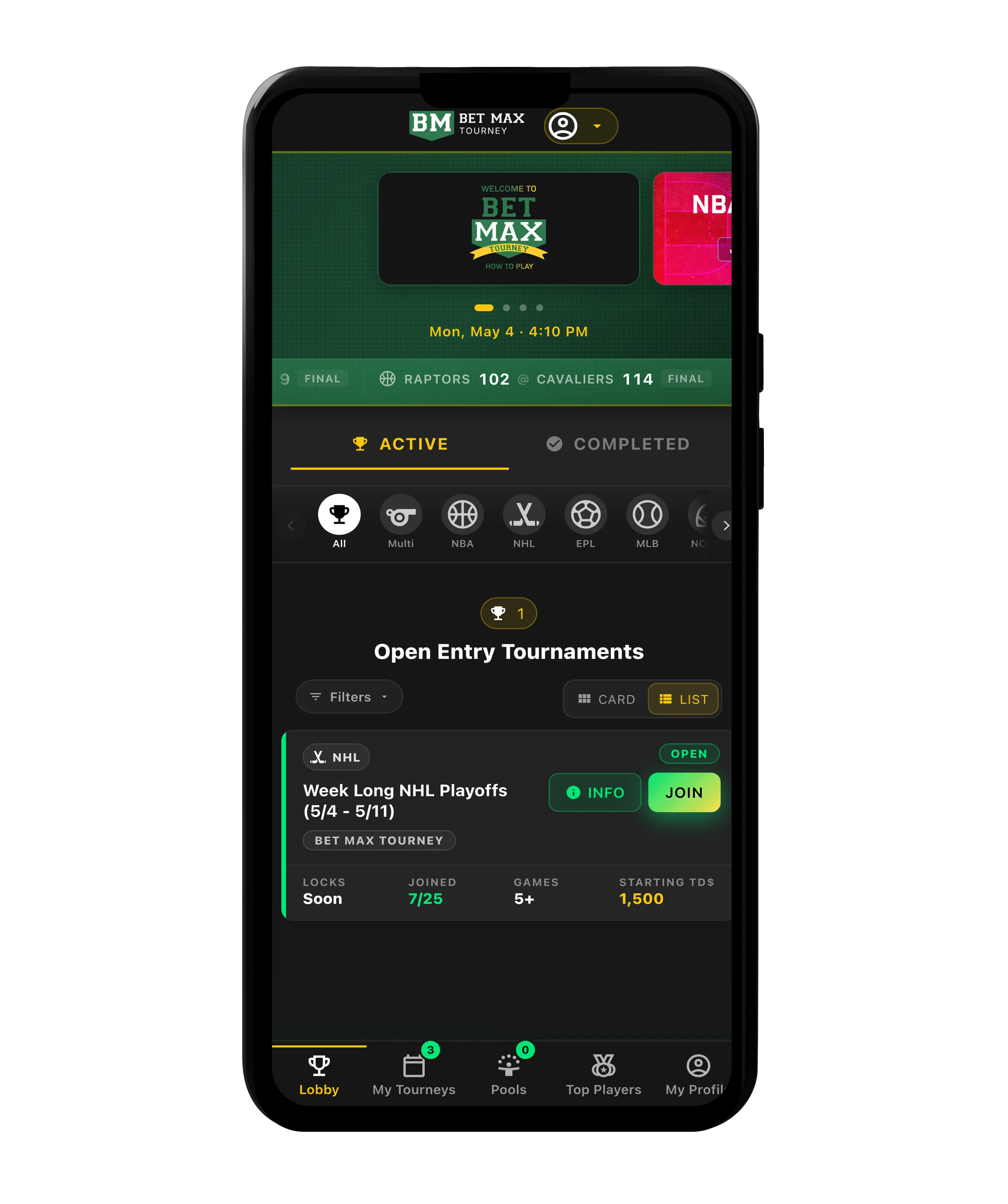 Bet Max Tourney app