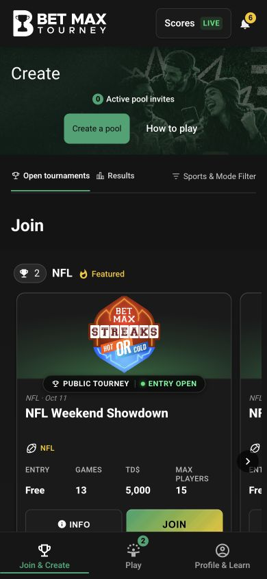 Bet Max Tourney tournament list